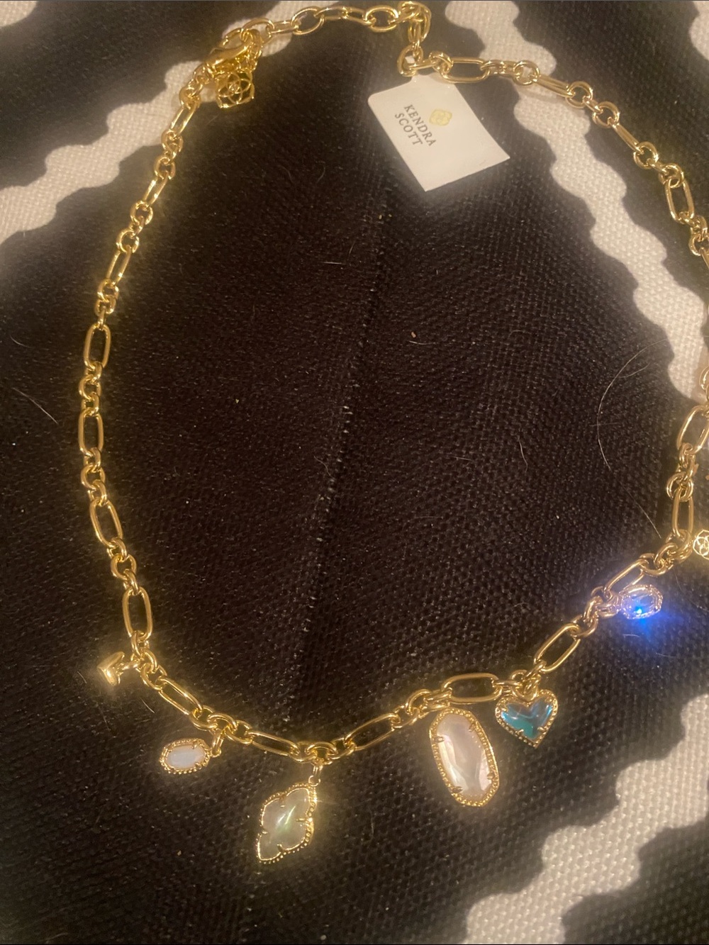 Kendra Scott Gold Necklace with Blue, White, and Turquoise Charms